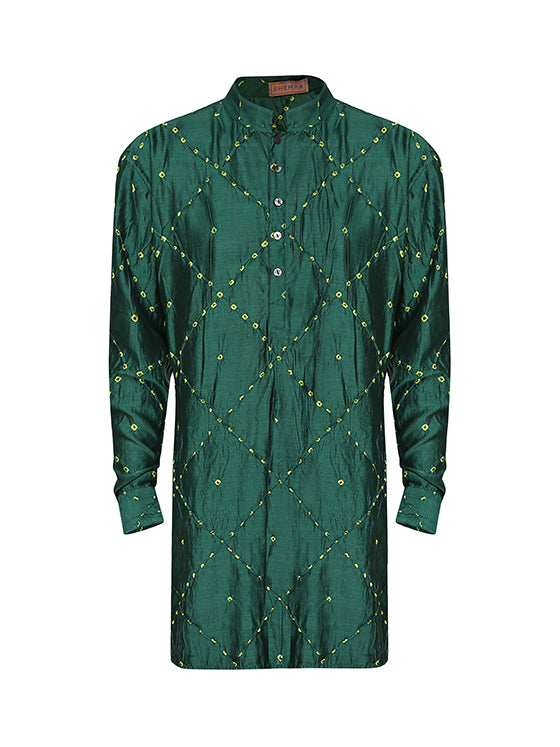 Bandhani Green Kurta