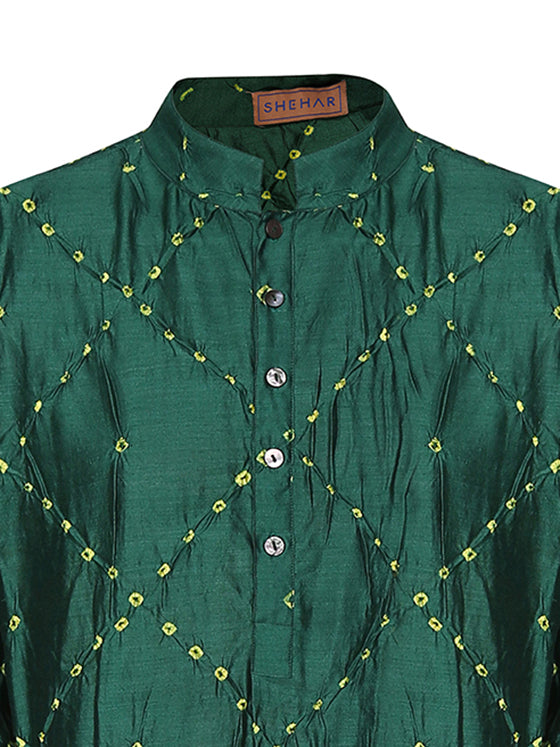 Bandhani Green Kurta