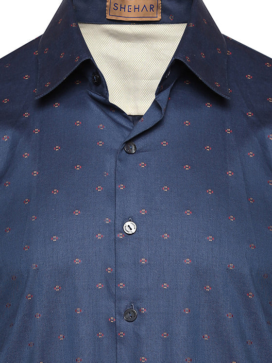 PRINTED BLUE COTTON SHIRT