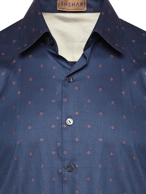 BLUE DOTTED COTTON SHIRT