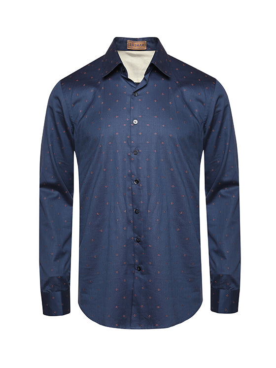 BLUE DOTTED COTTON SHIRT