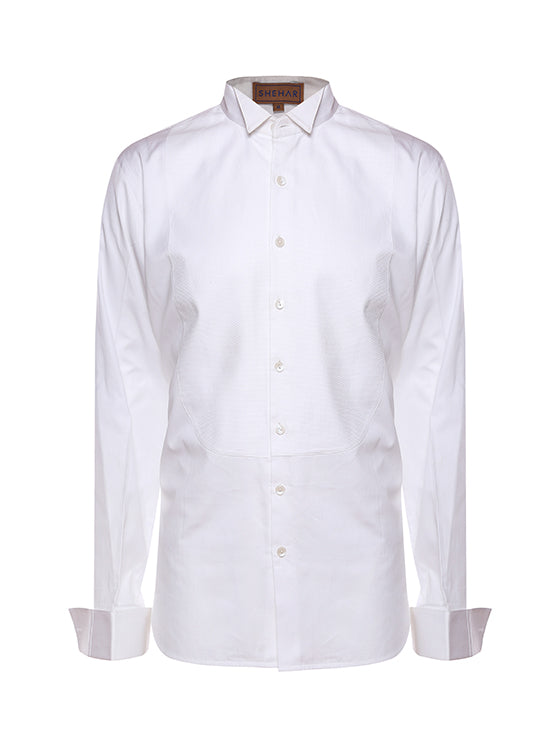 WHITE GIZA COTTON TUCKS SHIRT