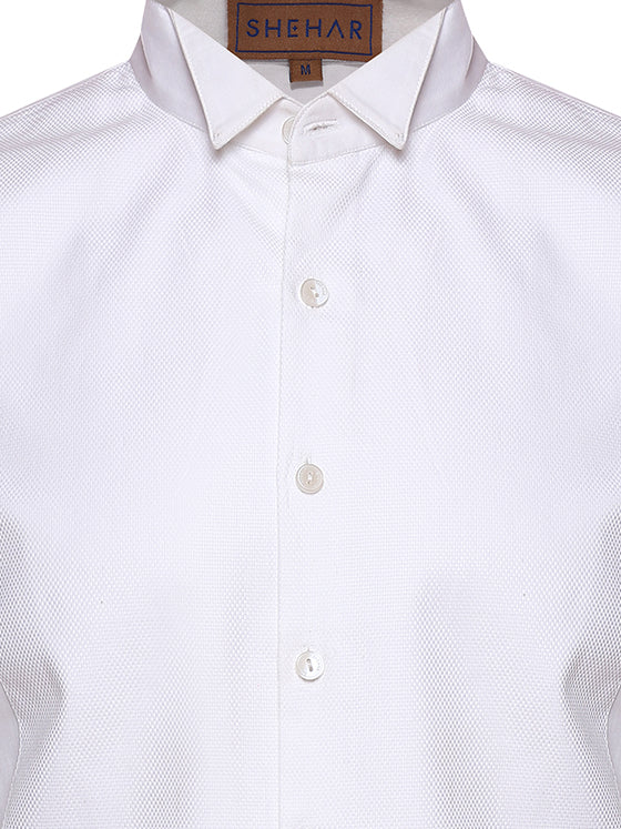 WHITE GIZA COTTON TUCKS SHIRT