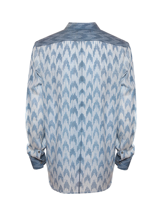 SHIBORI PRINTED KURTA STYLE COTTON SHIRT