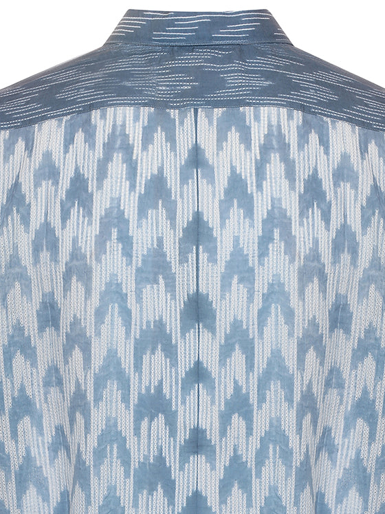 SHIBORI PRINTED KURTA STYLE COTTON SHIRT