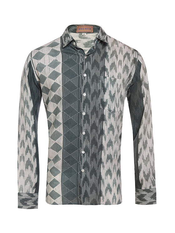 SHIBORI GREEN PRINTED SHIRT