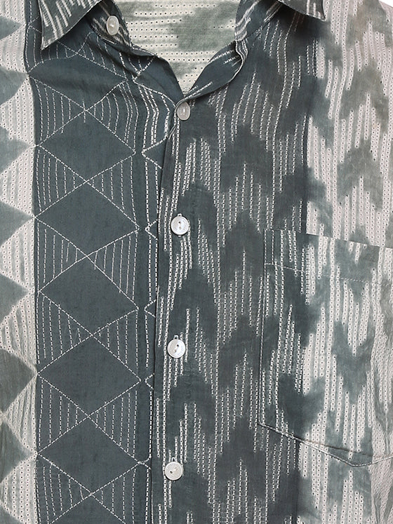 SHIBORI GREEN PRINTED SHIRT