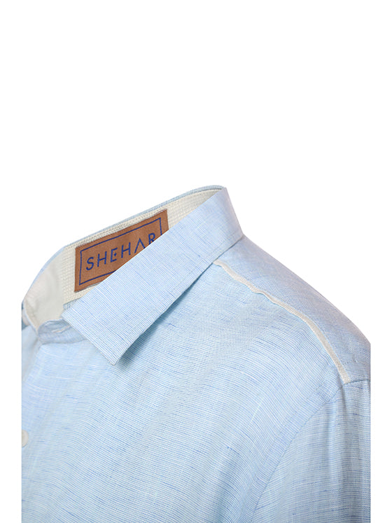 SKY-BLUE LINEN SHIRT