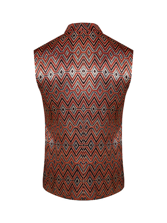 Red Printed Nehru Jacket