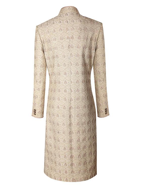 Beige Resham Thread Embroidery Sherwani