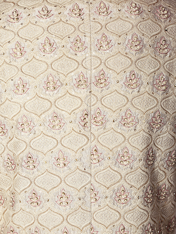 Beige Resham Thread Embroidery Sherwani