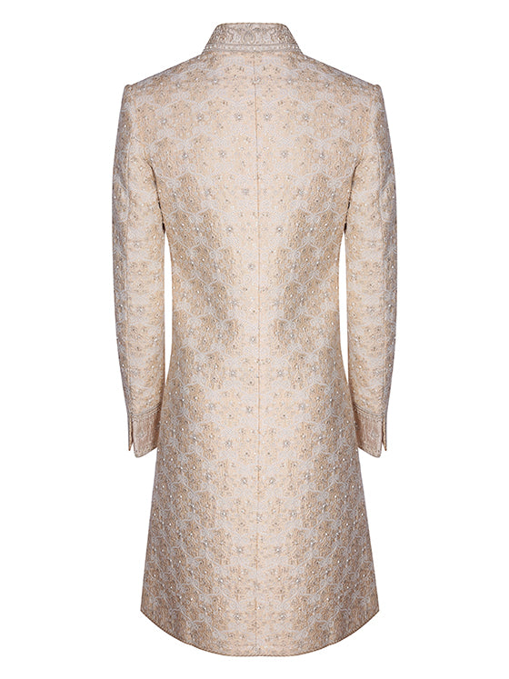 Peach Raw Silk Embroidered Sherwani