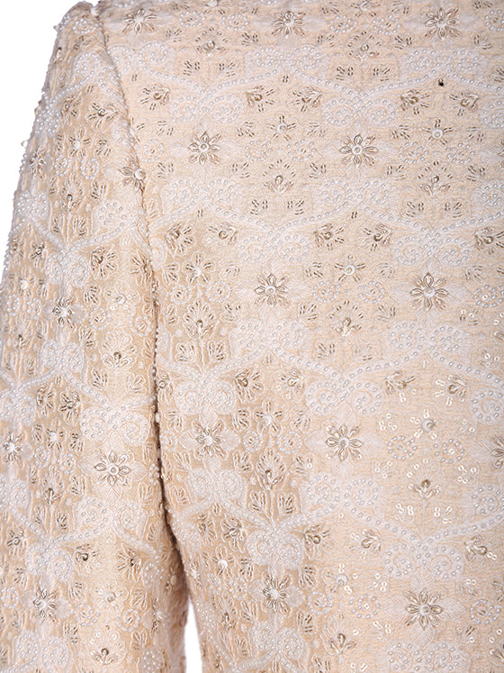 Peach Raw Silk Embroidered Sherwani
