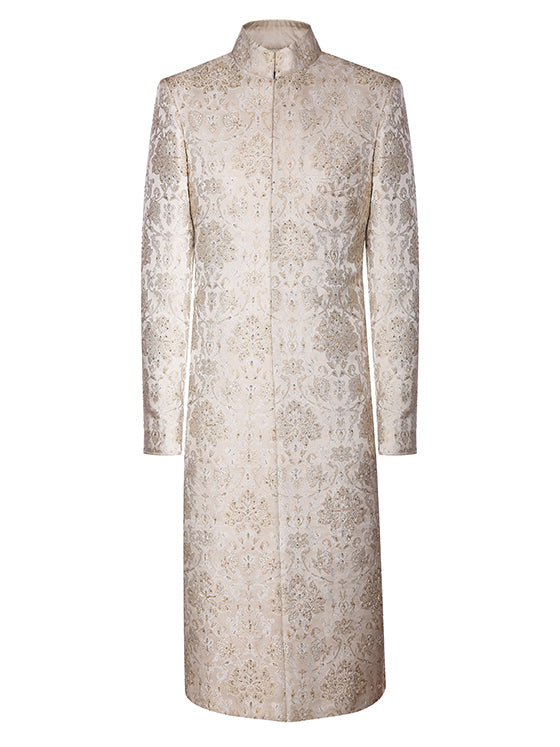 Cream Embroidered Sherwani