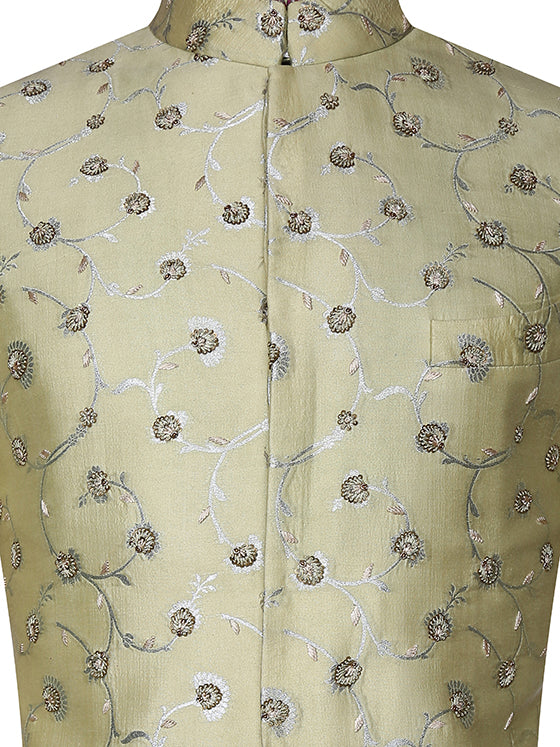 Hand Embroider Raw Silk Sherwani