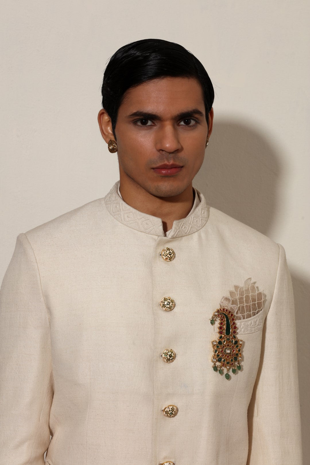 Corded Matka Silk Bandhgala Set