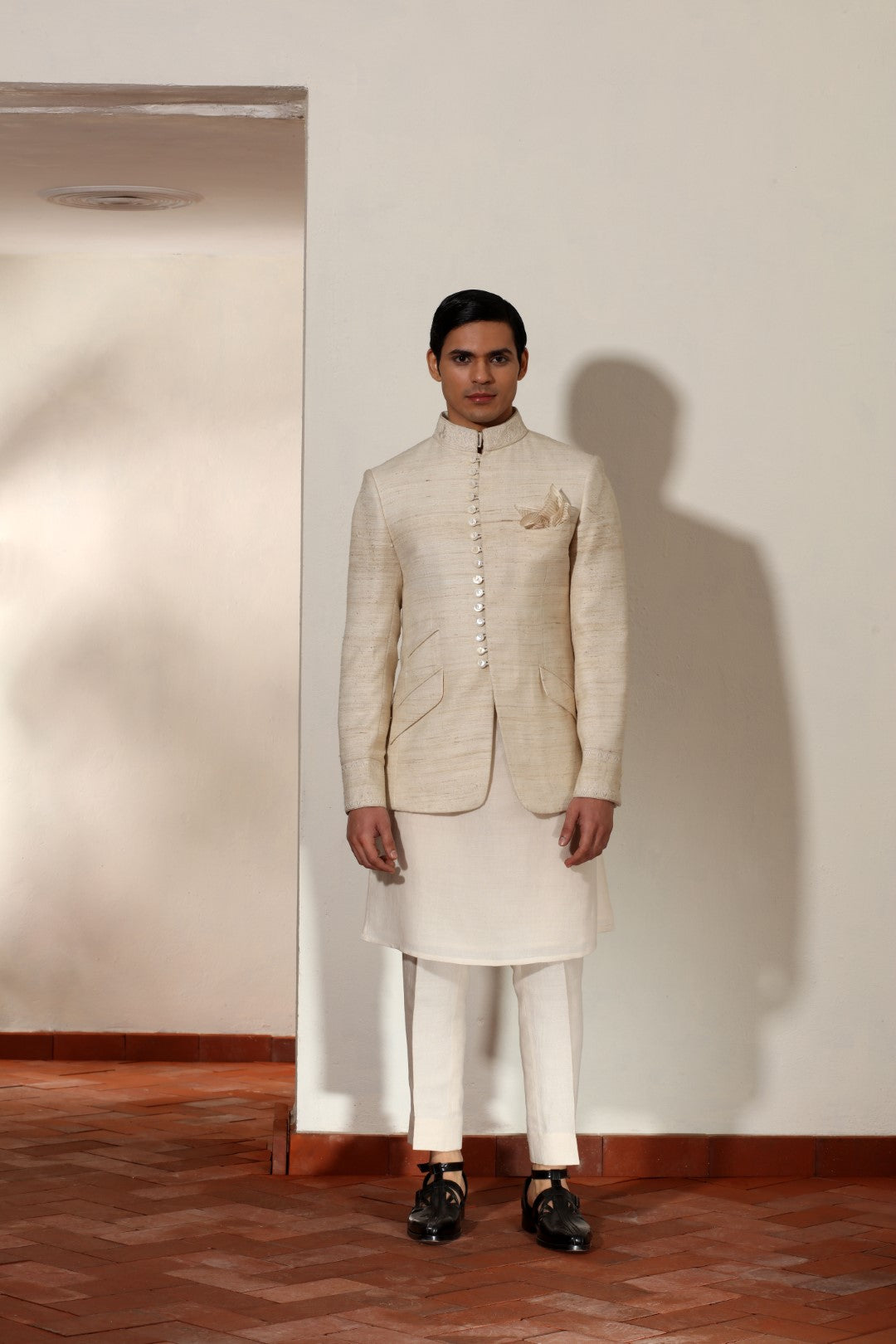 Slubbed Silk Bandhgala Set