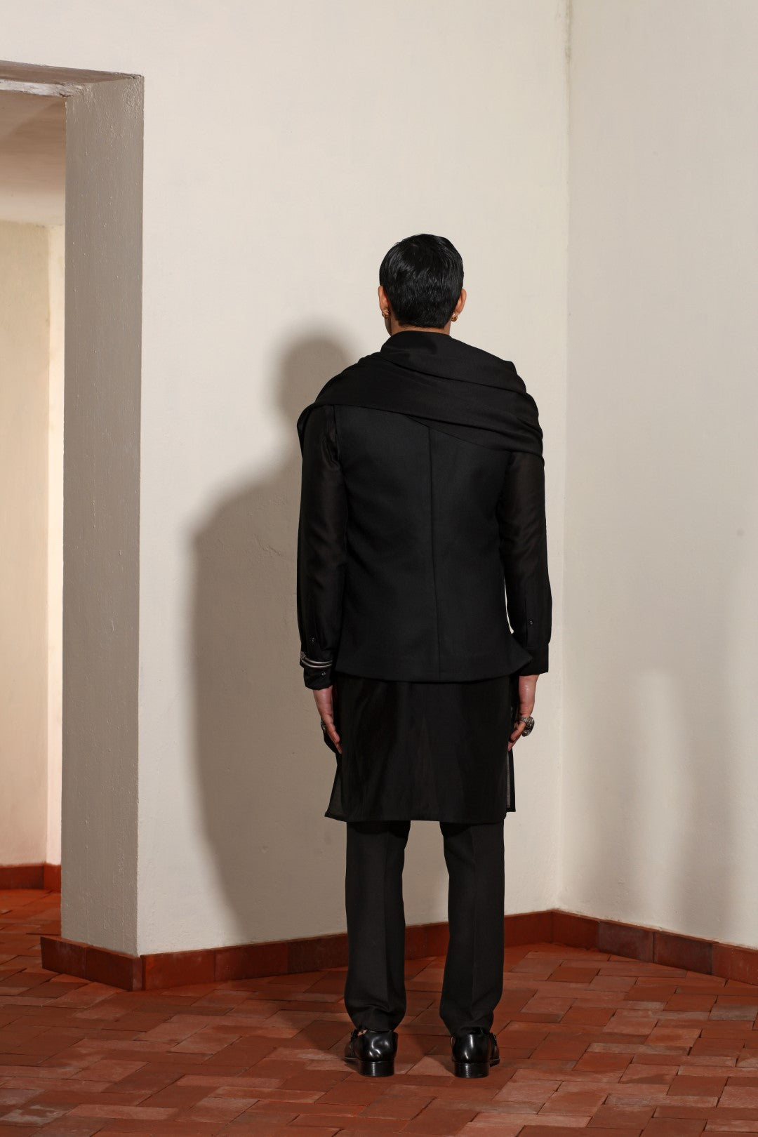 Crepe Wool Draped Bundi Set
