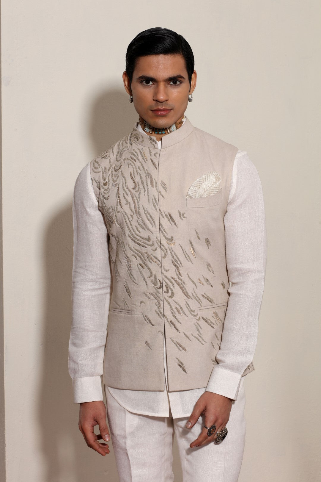 Cotton Line Waved Bundi
