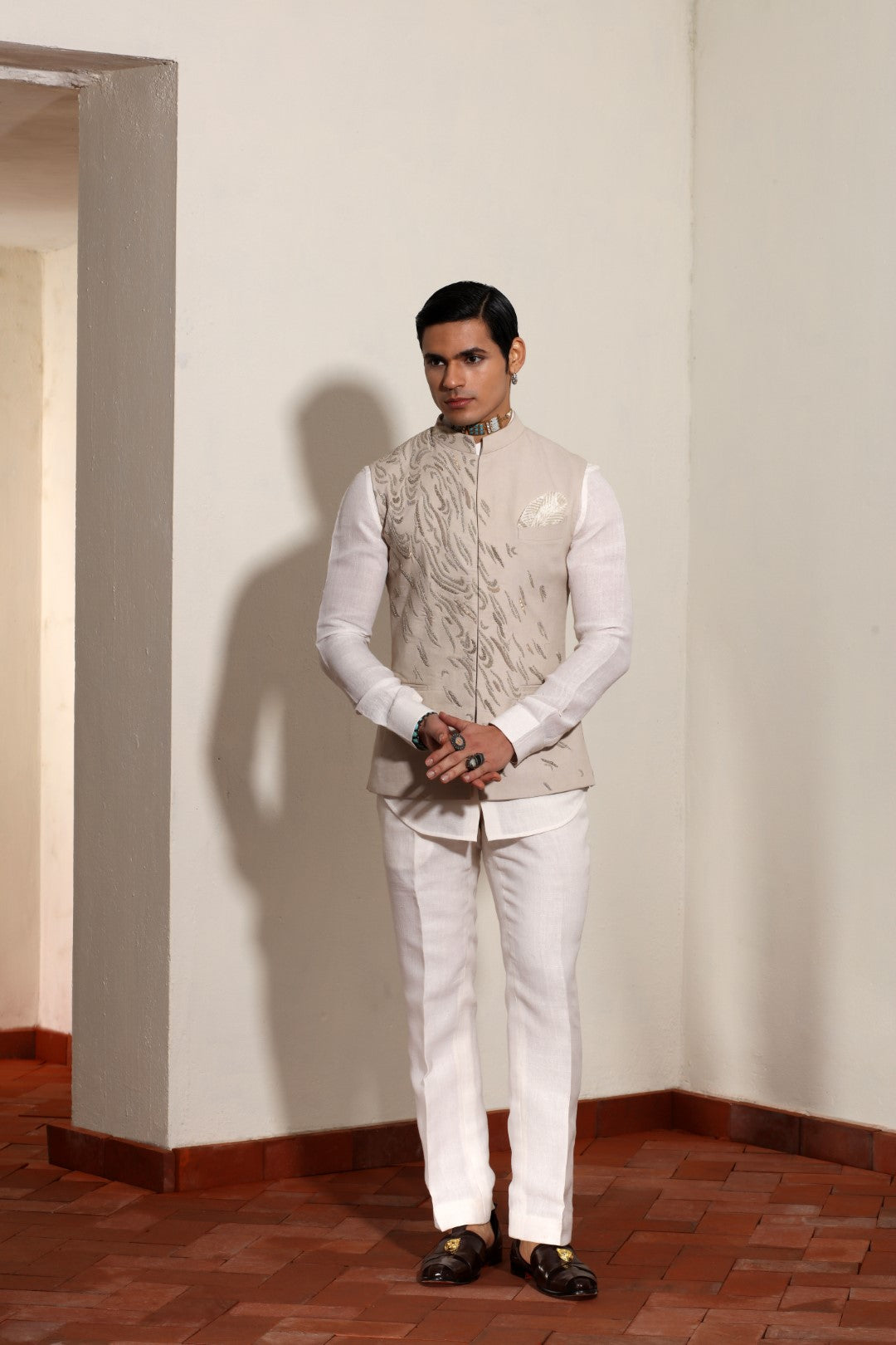 Cotton Line Waved Bundi