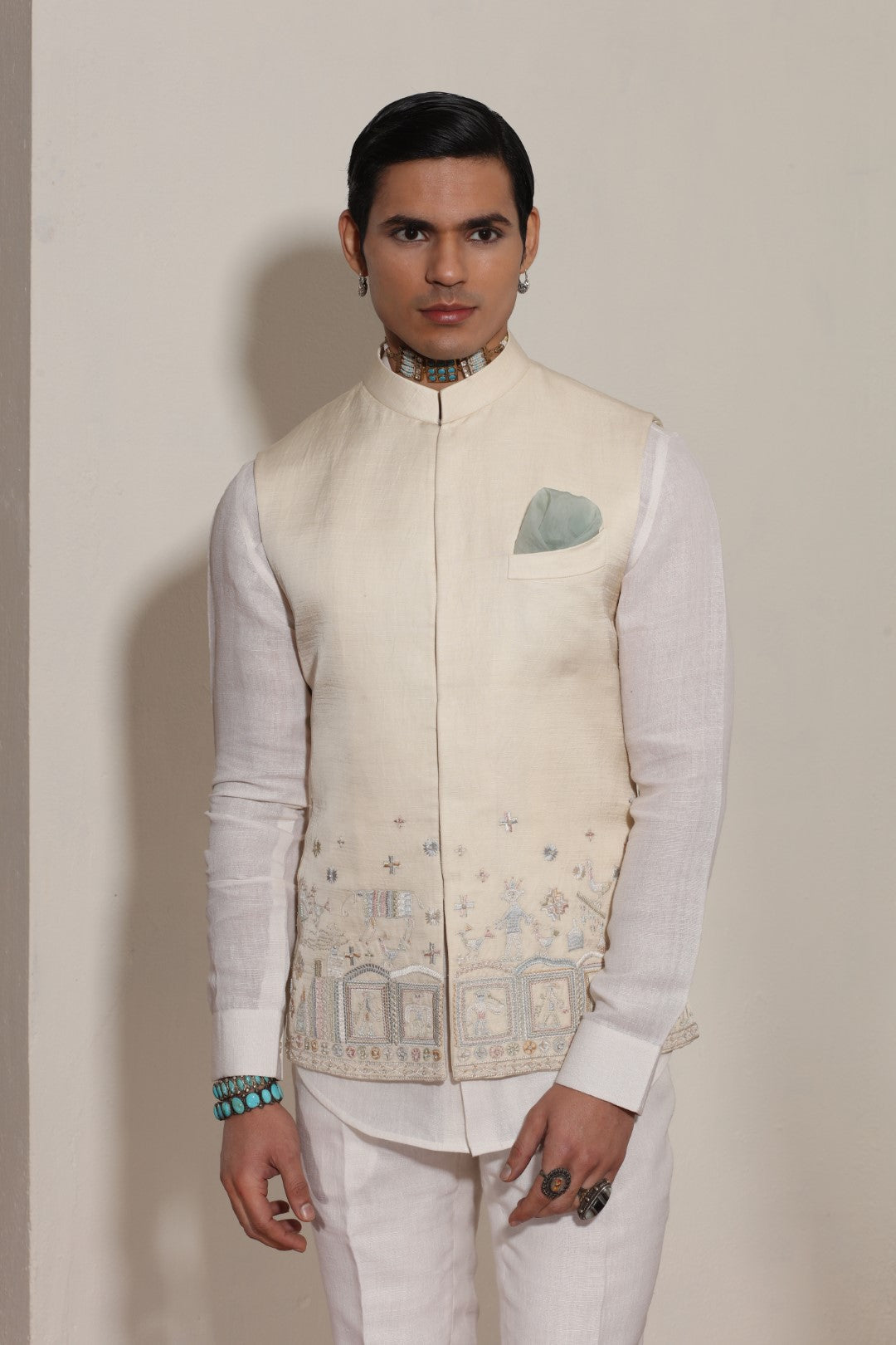 Linen Satin Trible Bundi Set