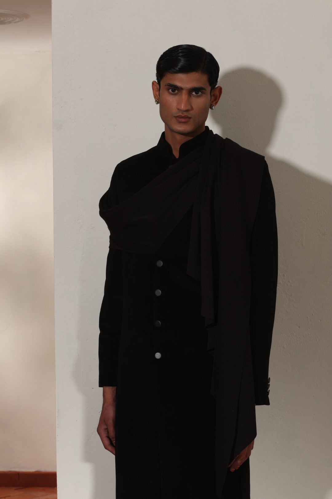 Crepe Wool Draped Indo-Western Set