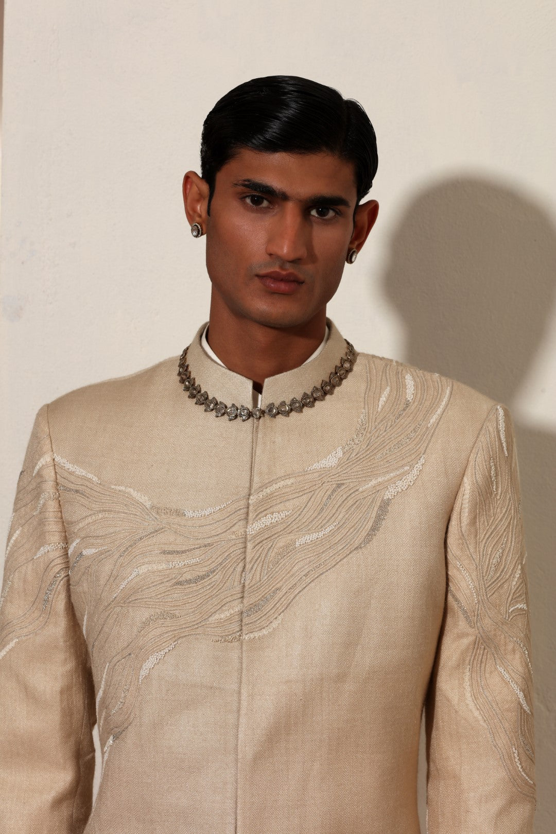 Tussar Silk Waved Indo-Western Set