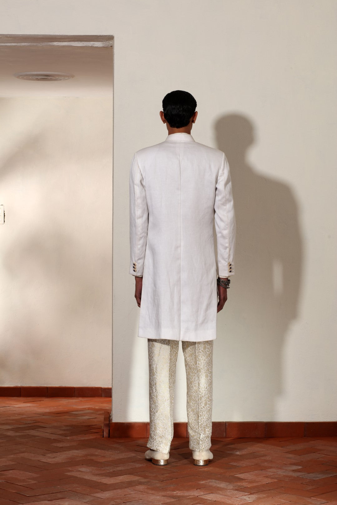 Linen Twill Ivory Indo-Western Set