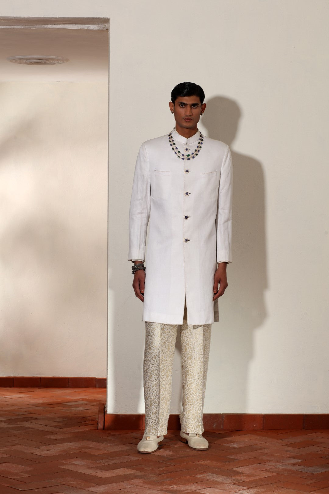 Linen Twill Ivory Indo-Western Set