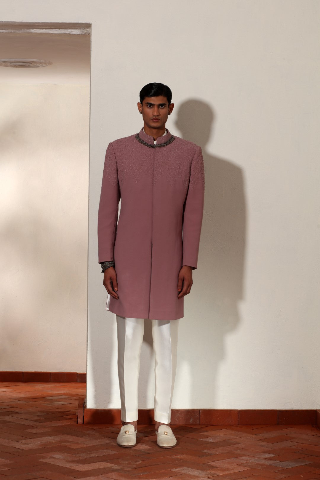 Blush Pink Cutwork Indowestern Set