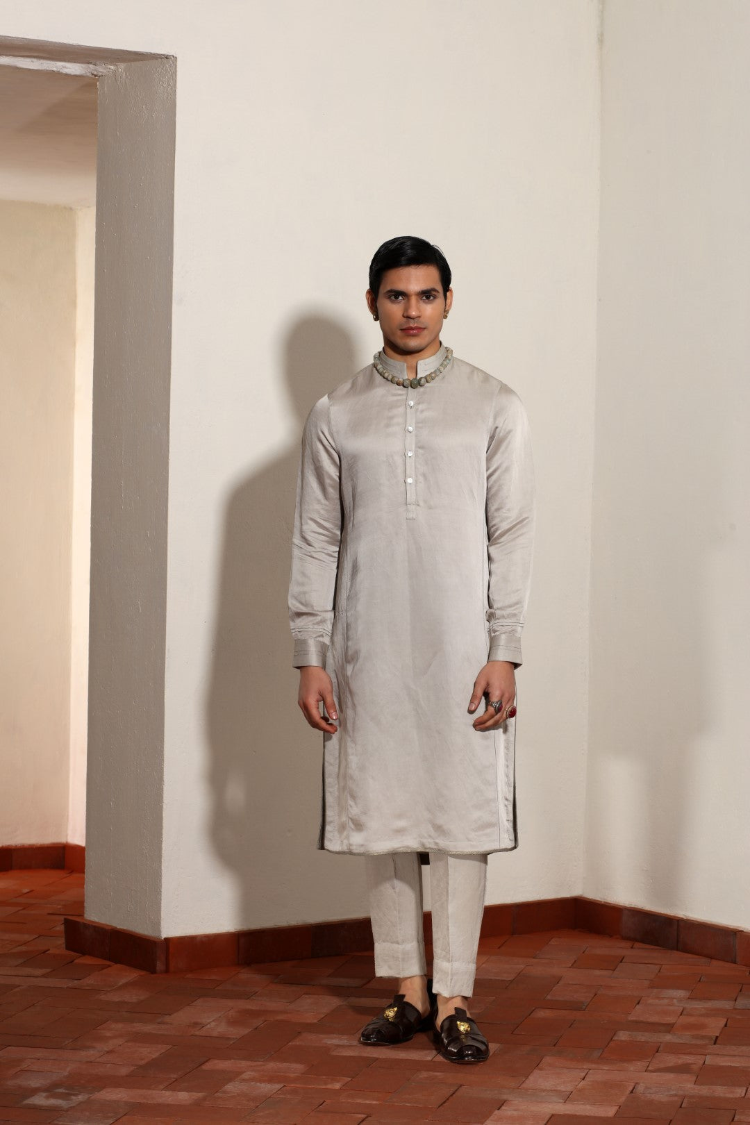 Linen Satin Kurta Set