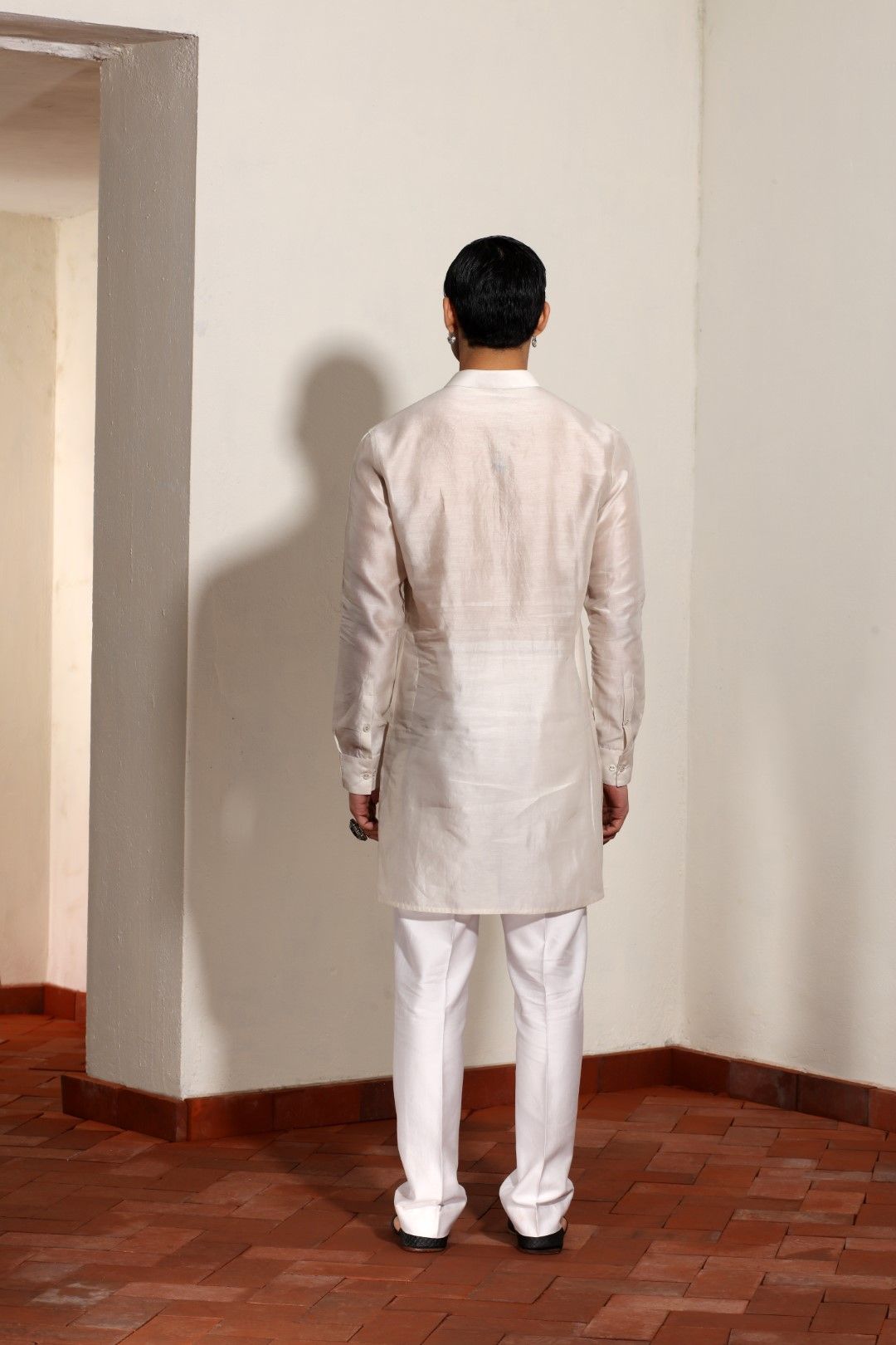Chanderi Kurta & Satin Chanderi Pants Set