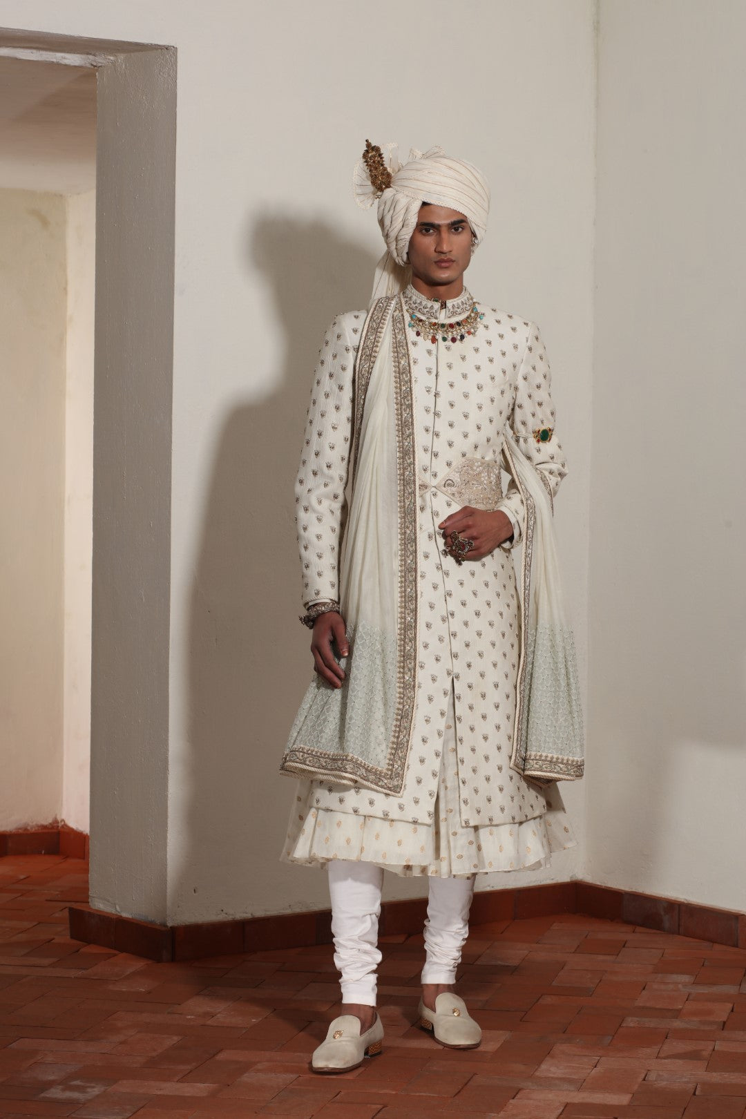 Small Booti Sherwani Set