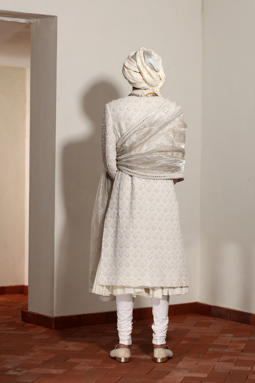 Ivory Chikankari Sherwani Set