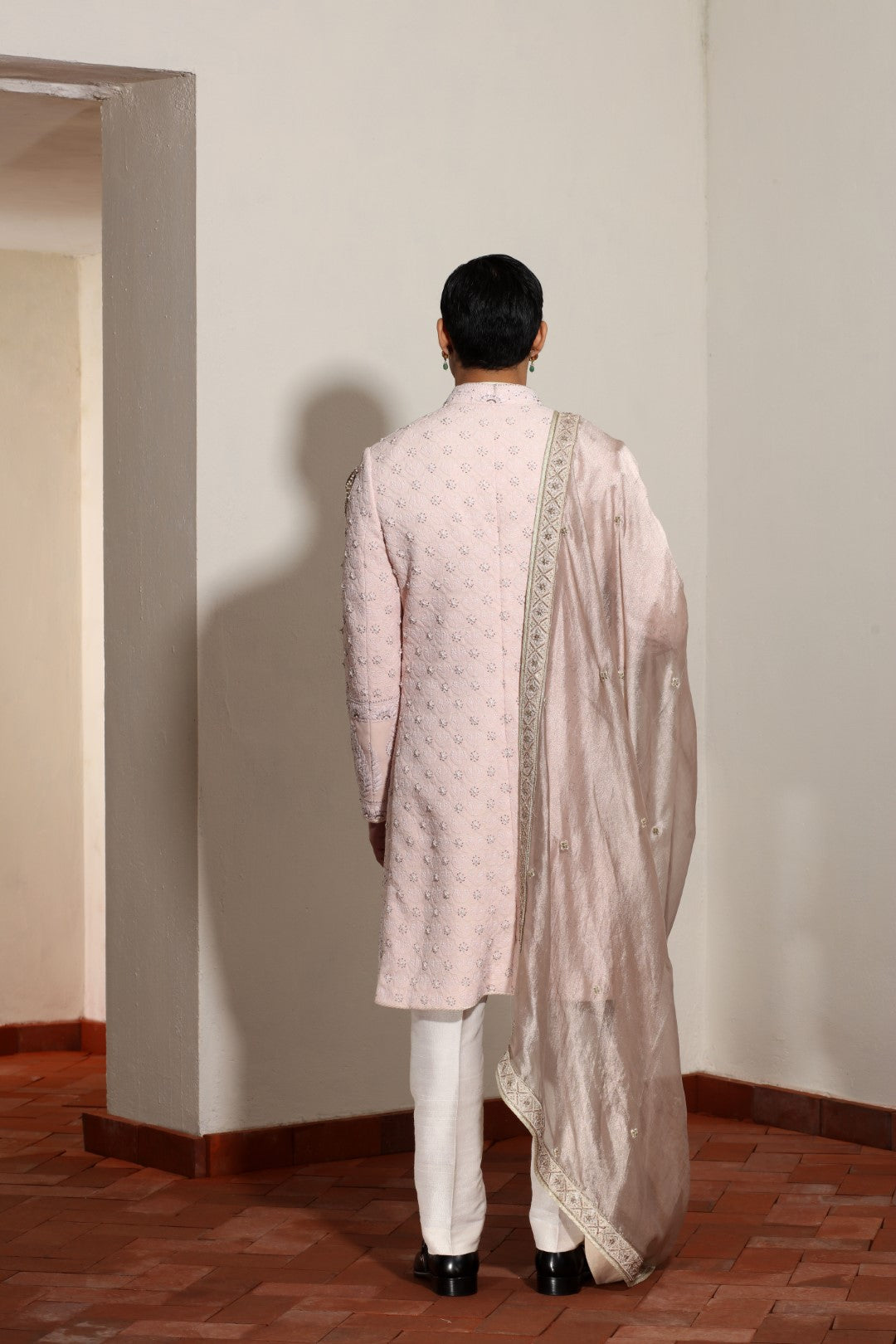 Blush Pink Chikankari Sherwani