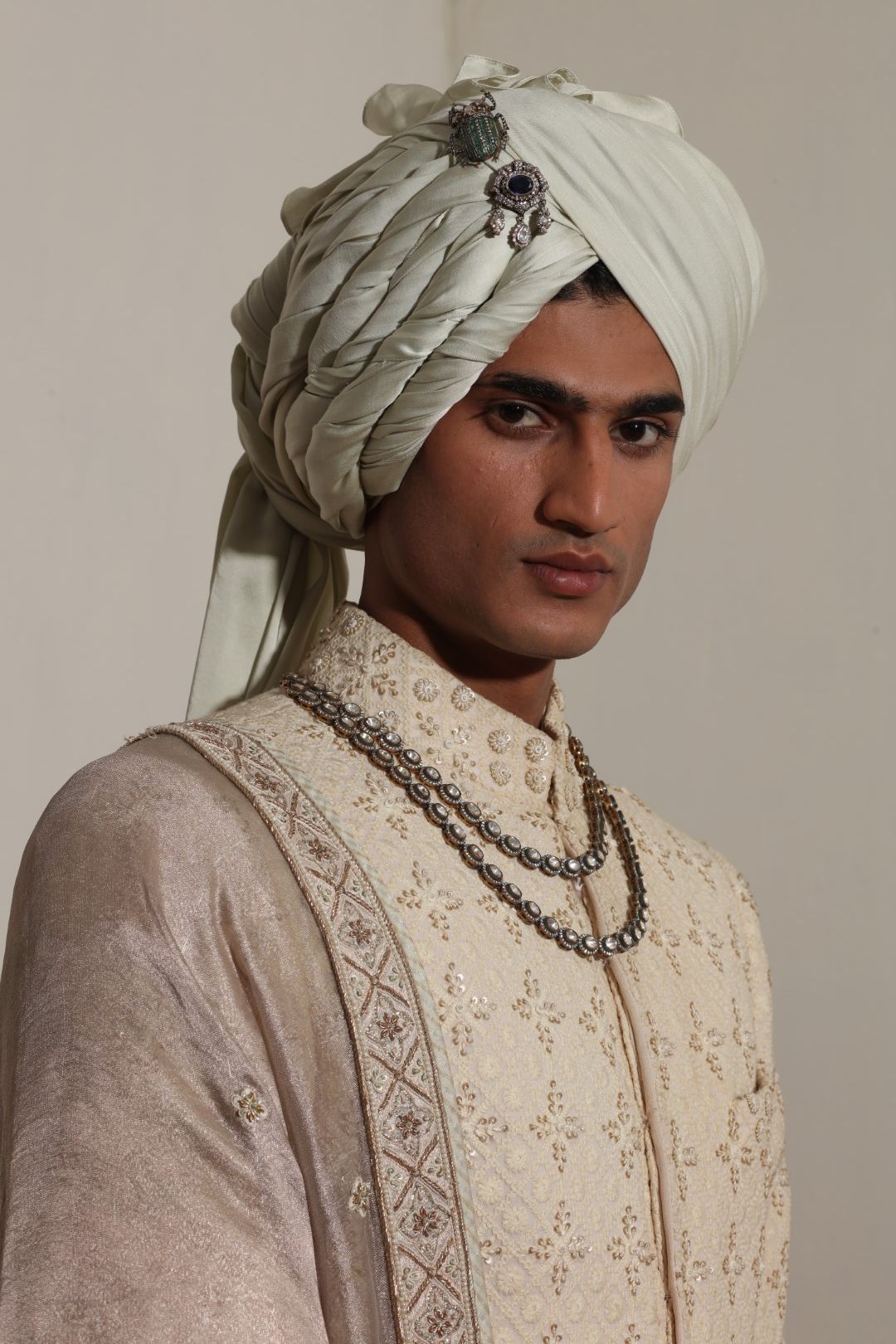 Peach Fully Embroided Sherwani