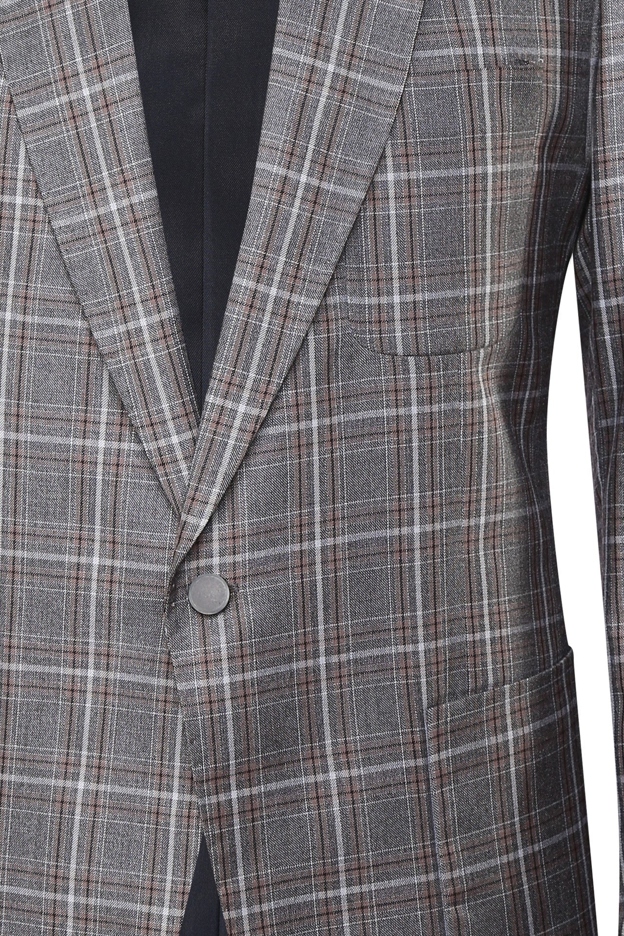 Grey Check Jacket in terry wool