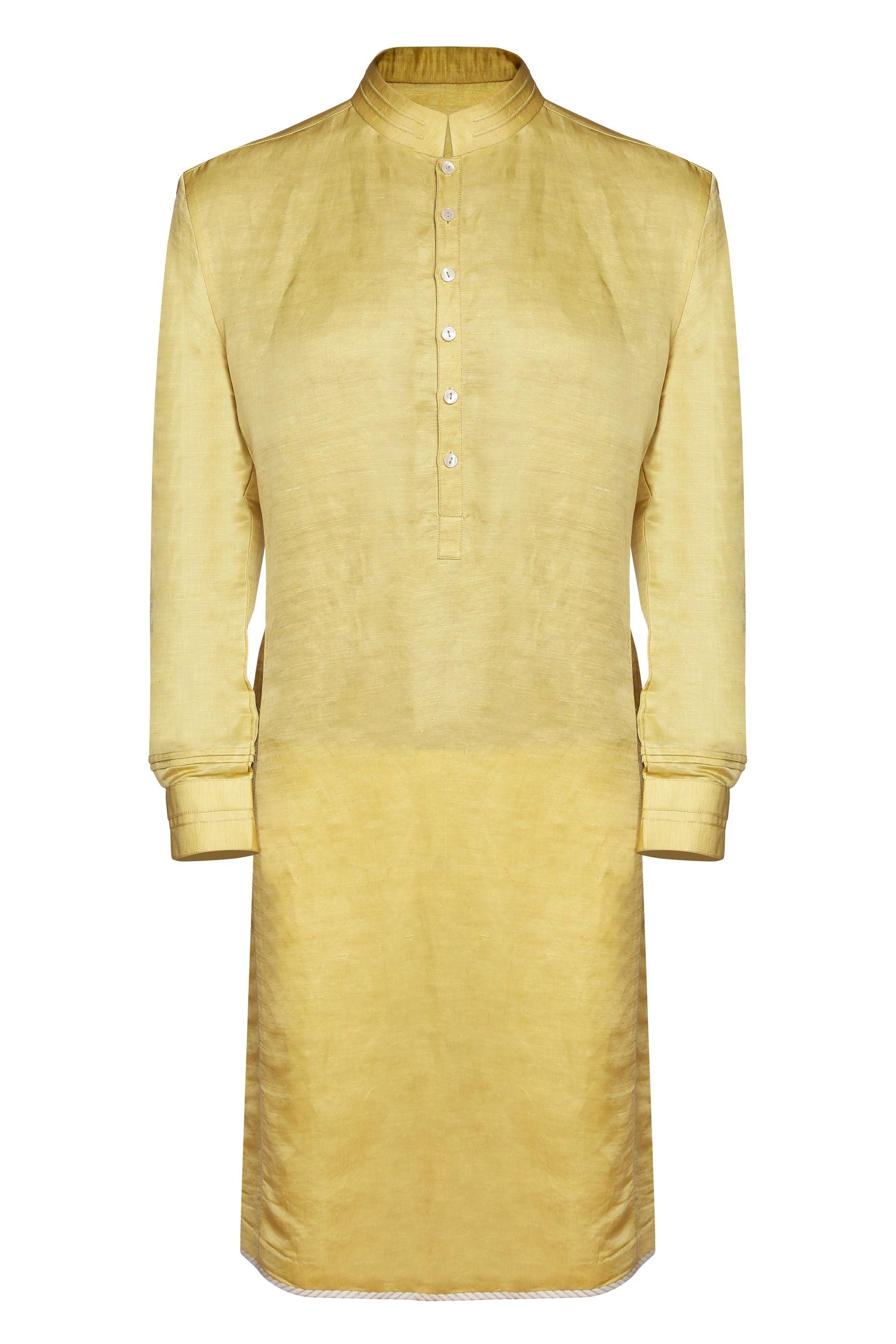 MUSTARD CLASSIC LINEN SATIN KURTA