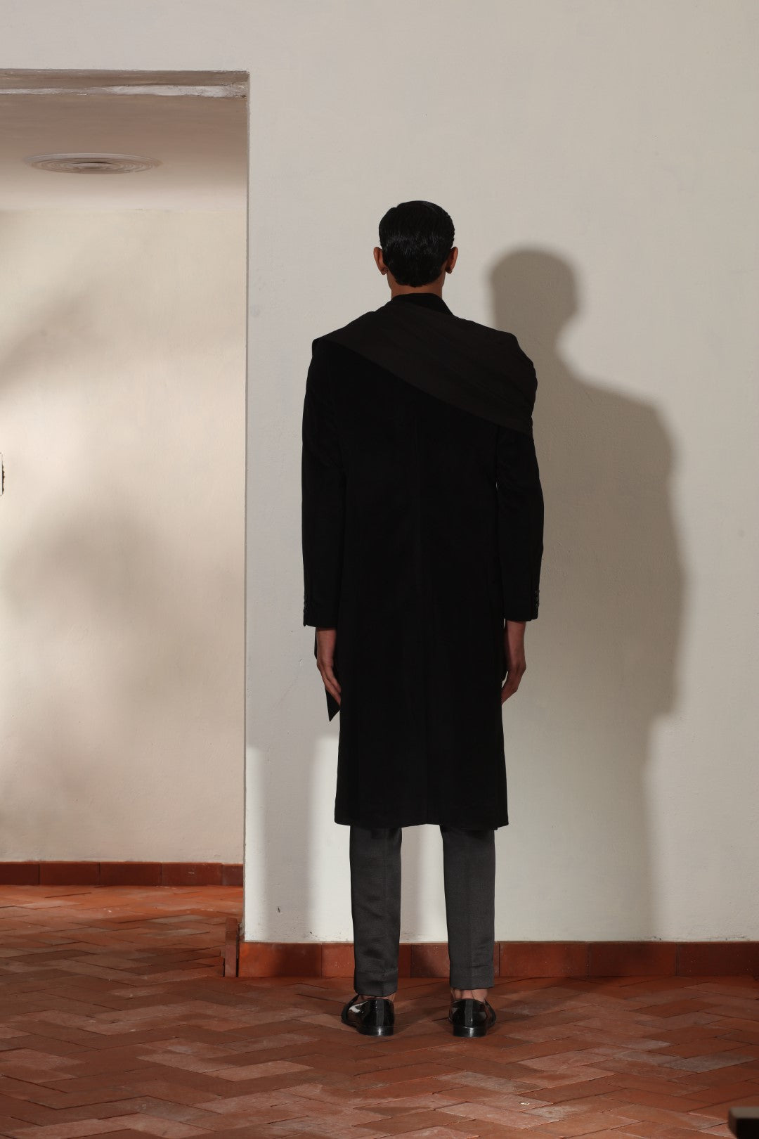 Black Draped Sleeve Kurta Set