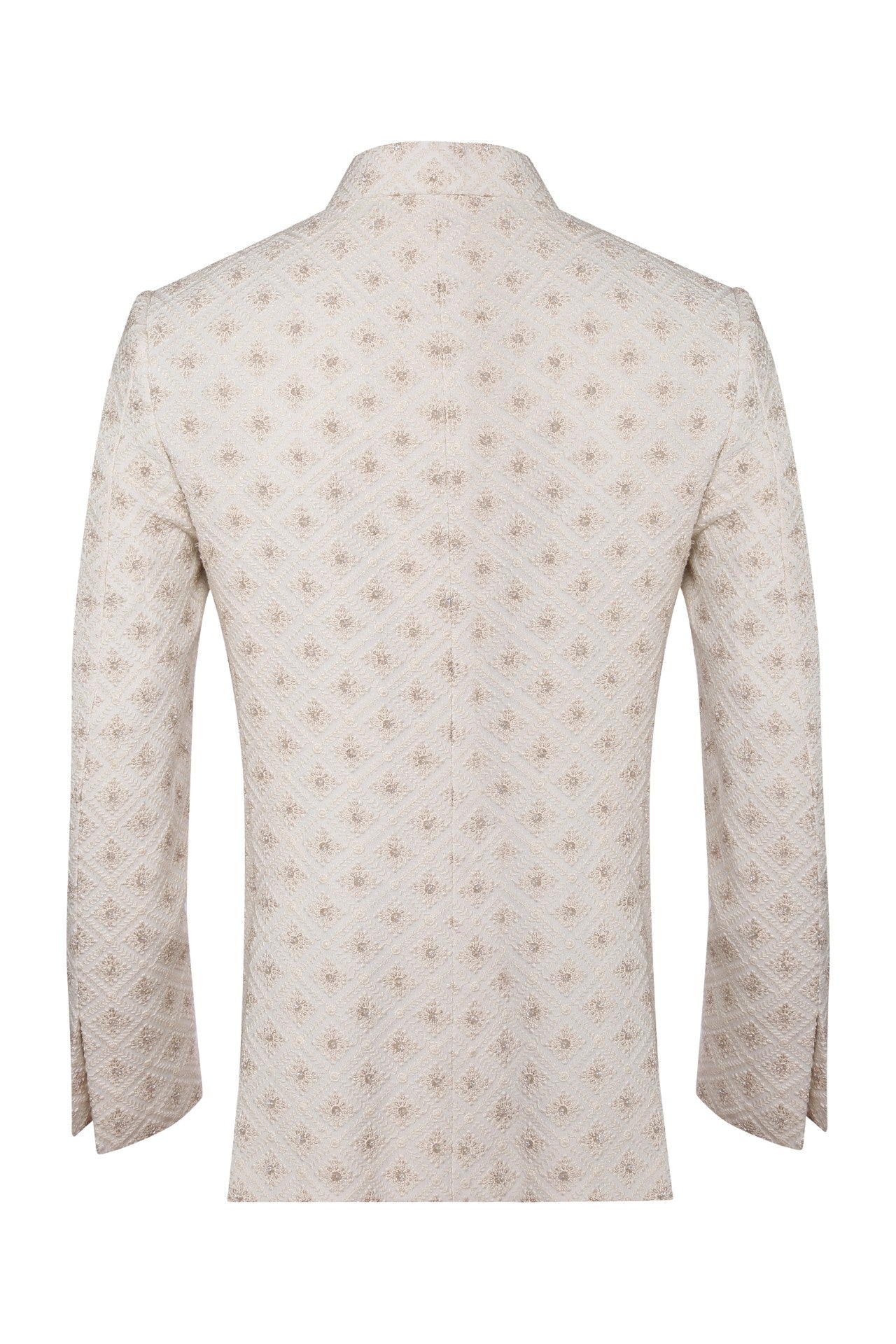 Ivory georgette bandhgala with delicate resham embroidery