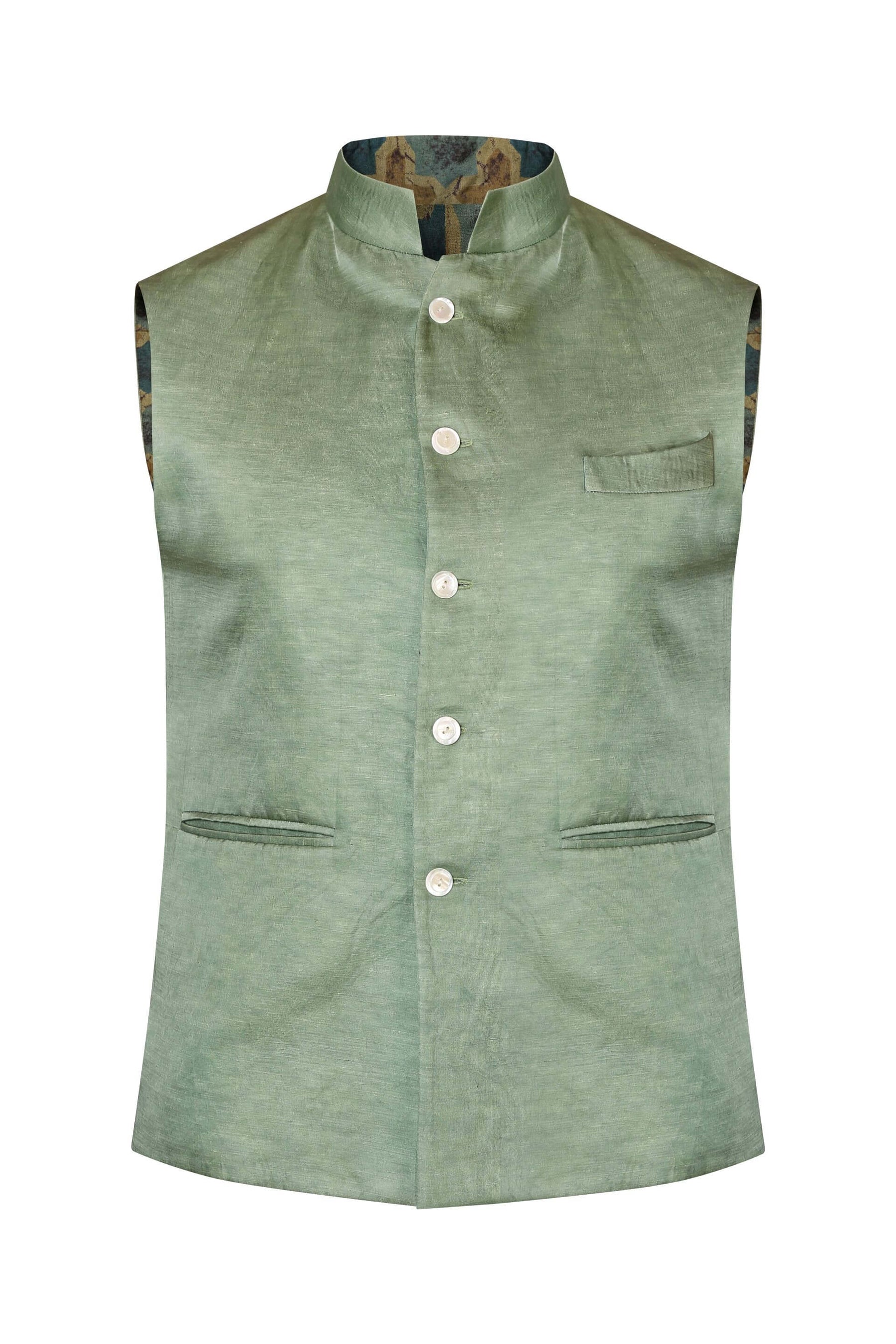 LINEN SATIN NEHRU JACKET