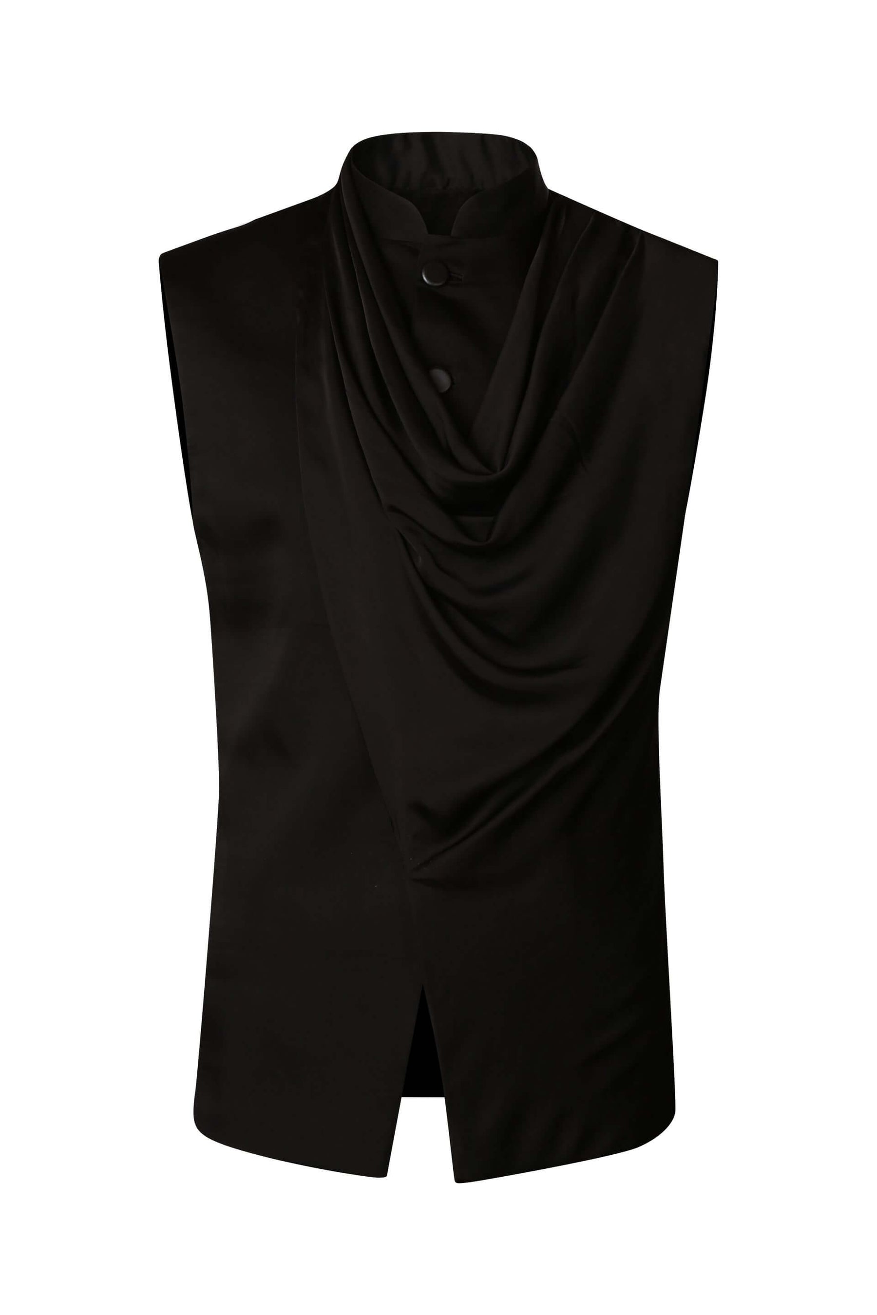 BLACK DRAPED NEHRU JACKET