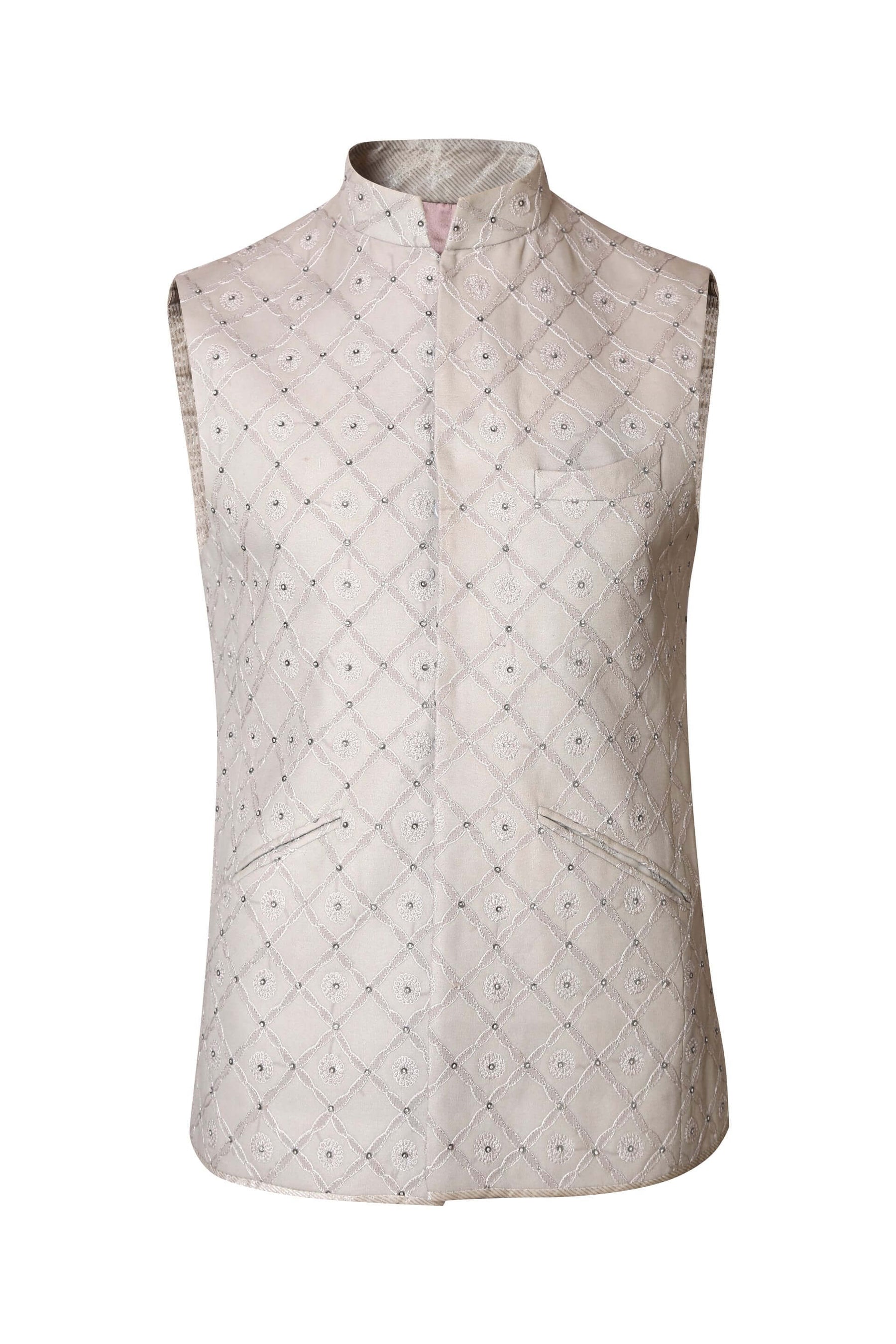 CHIKANKARI EMBROIDERY NEHRU JACKET