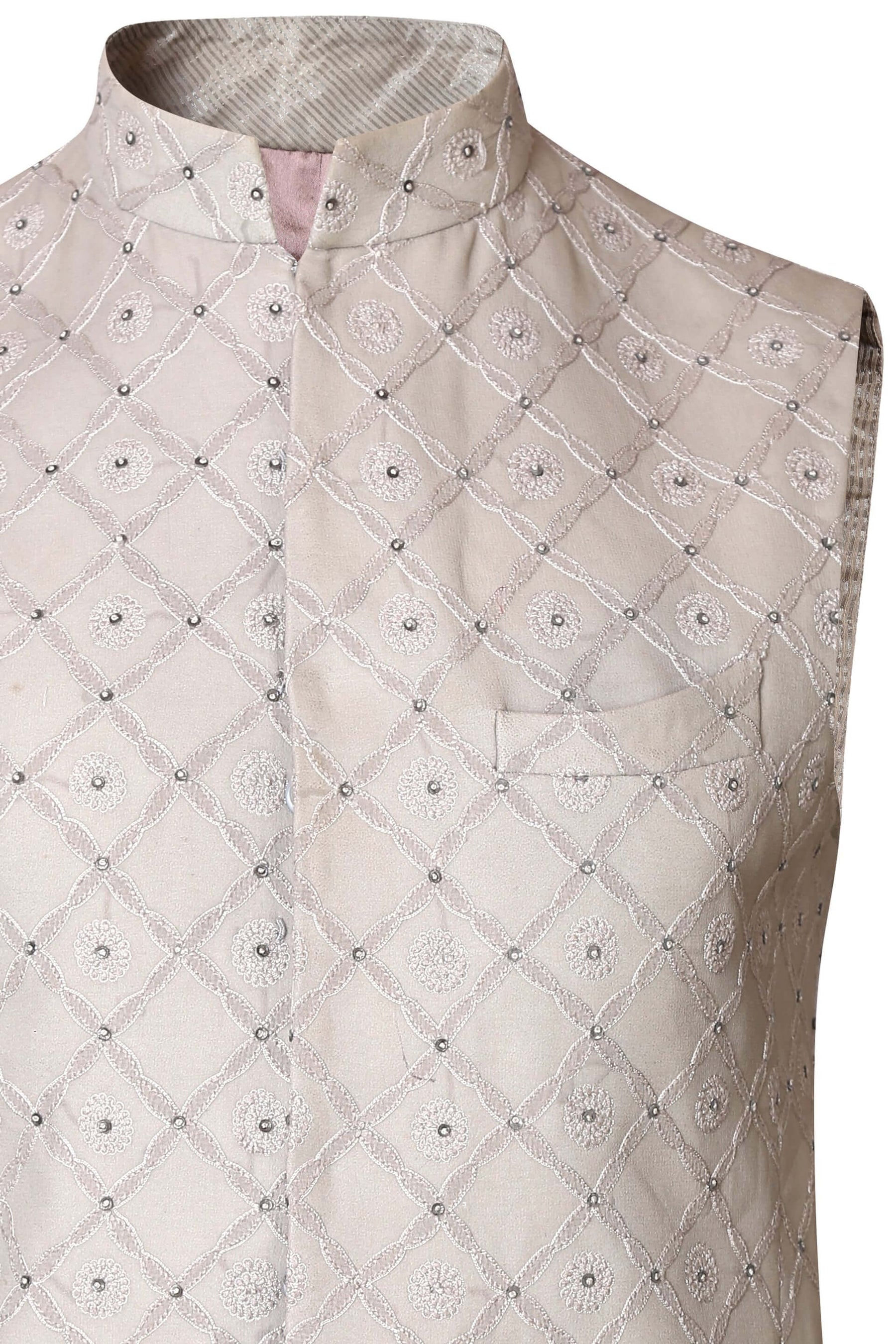 CHIKANKARI EMBROIDERY NEHRU JACKET
