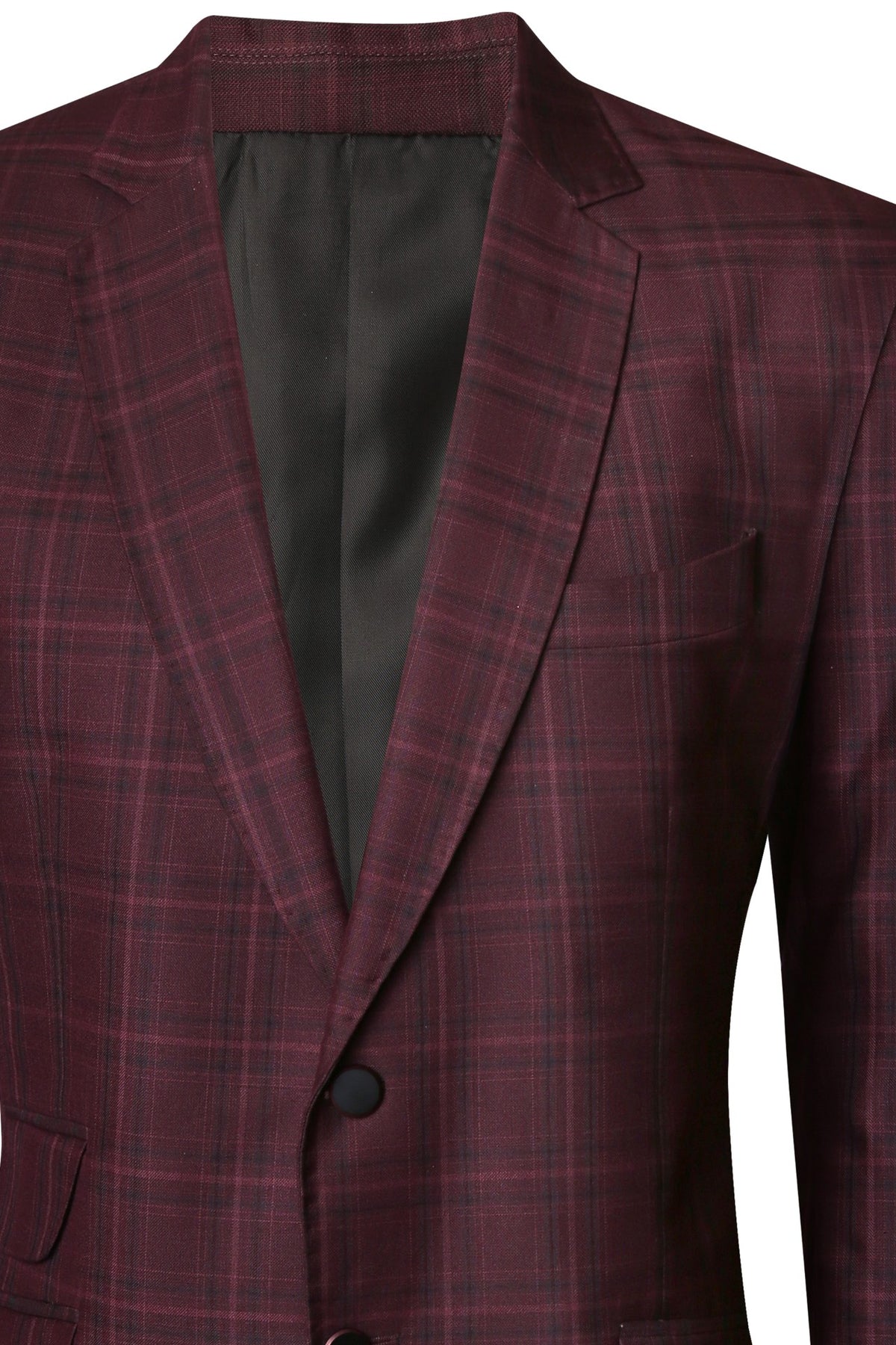 Wine color terry wool check suit
