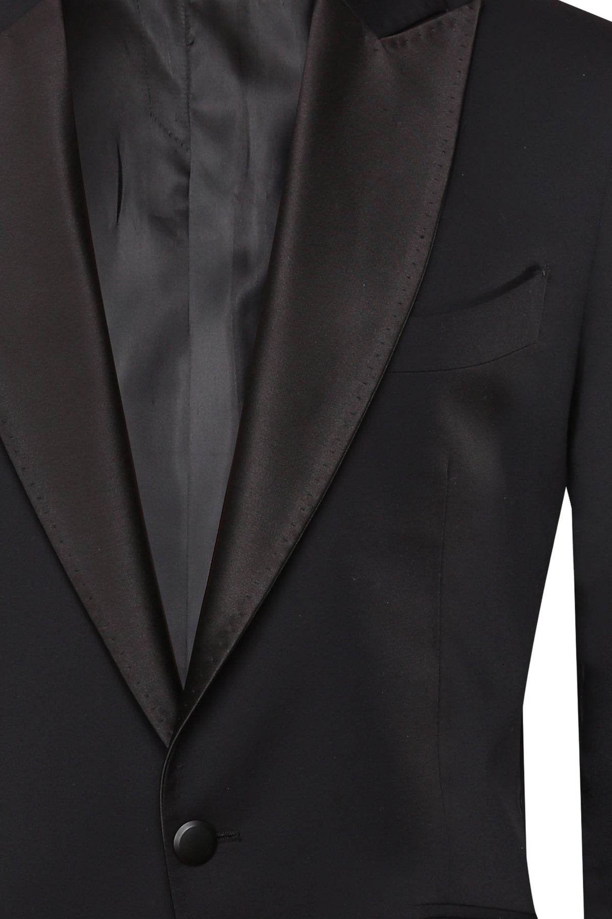Black wing collar tuxedo in terry wool