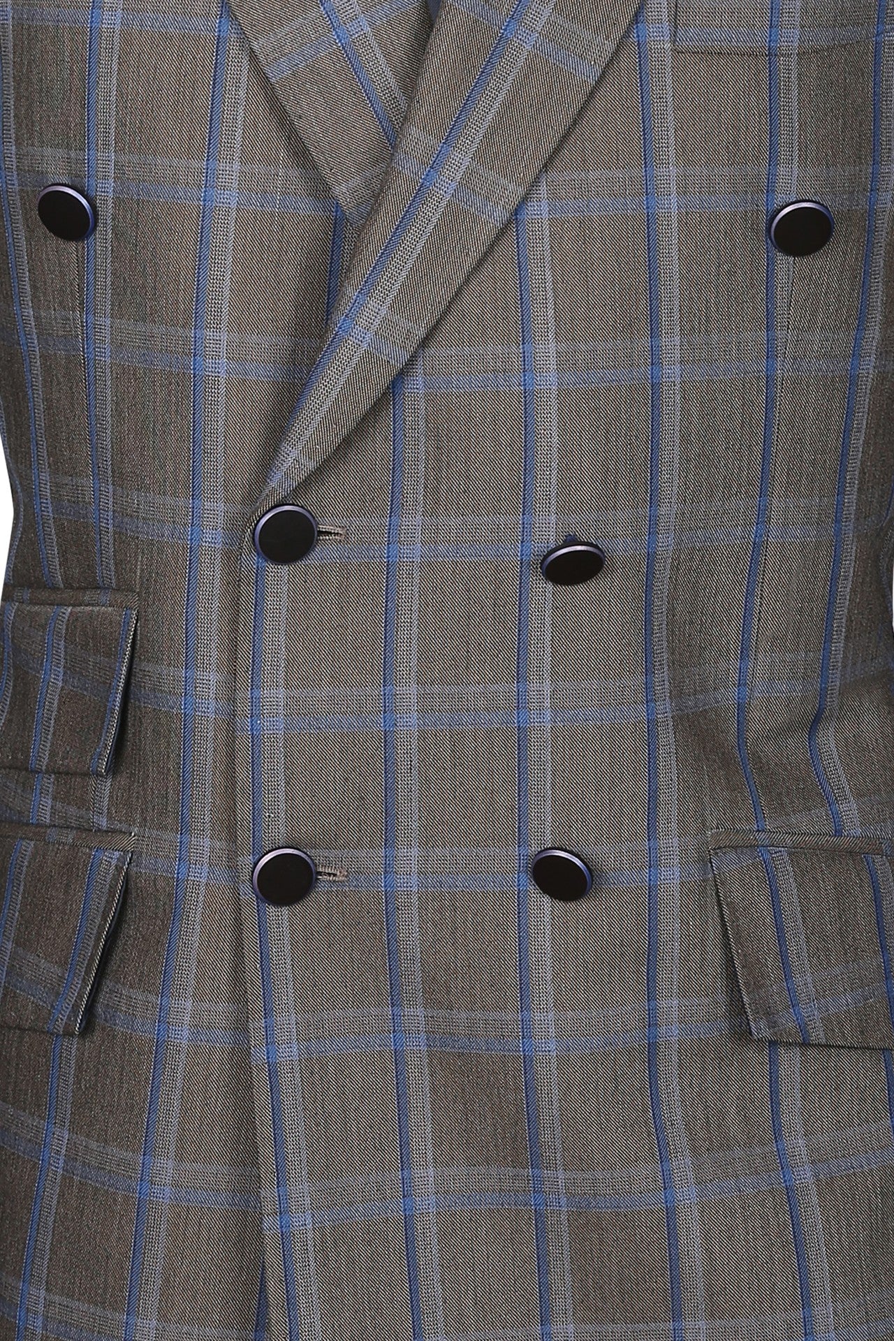 Grey check terry wool double breasted suit