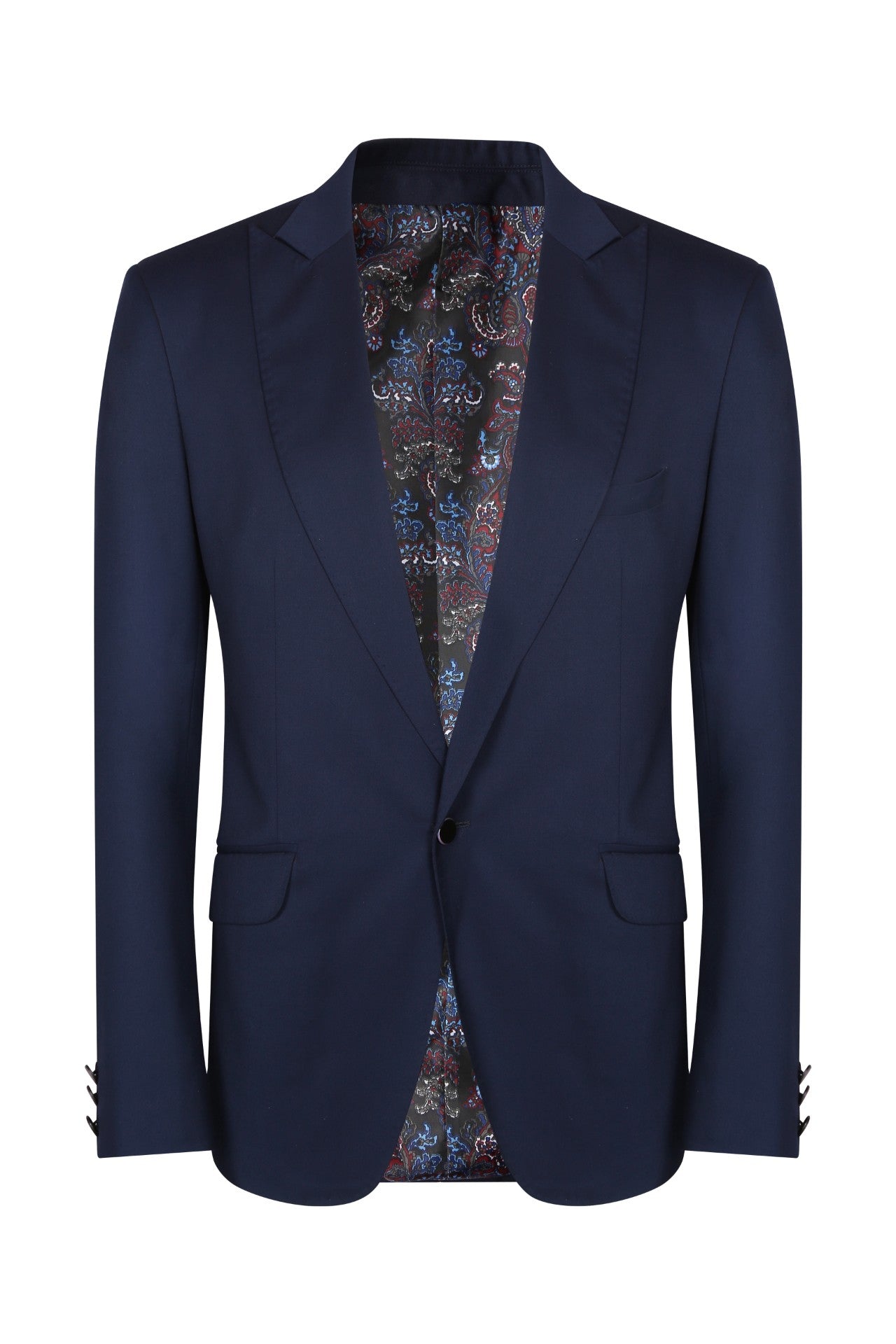 Deep blue terry wool wing collar suit