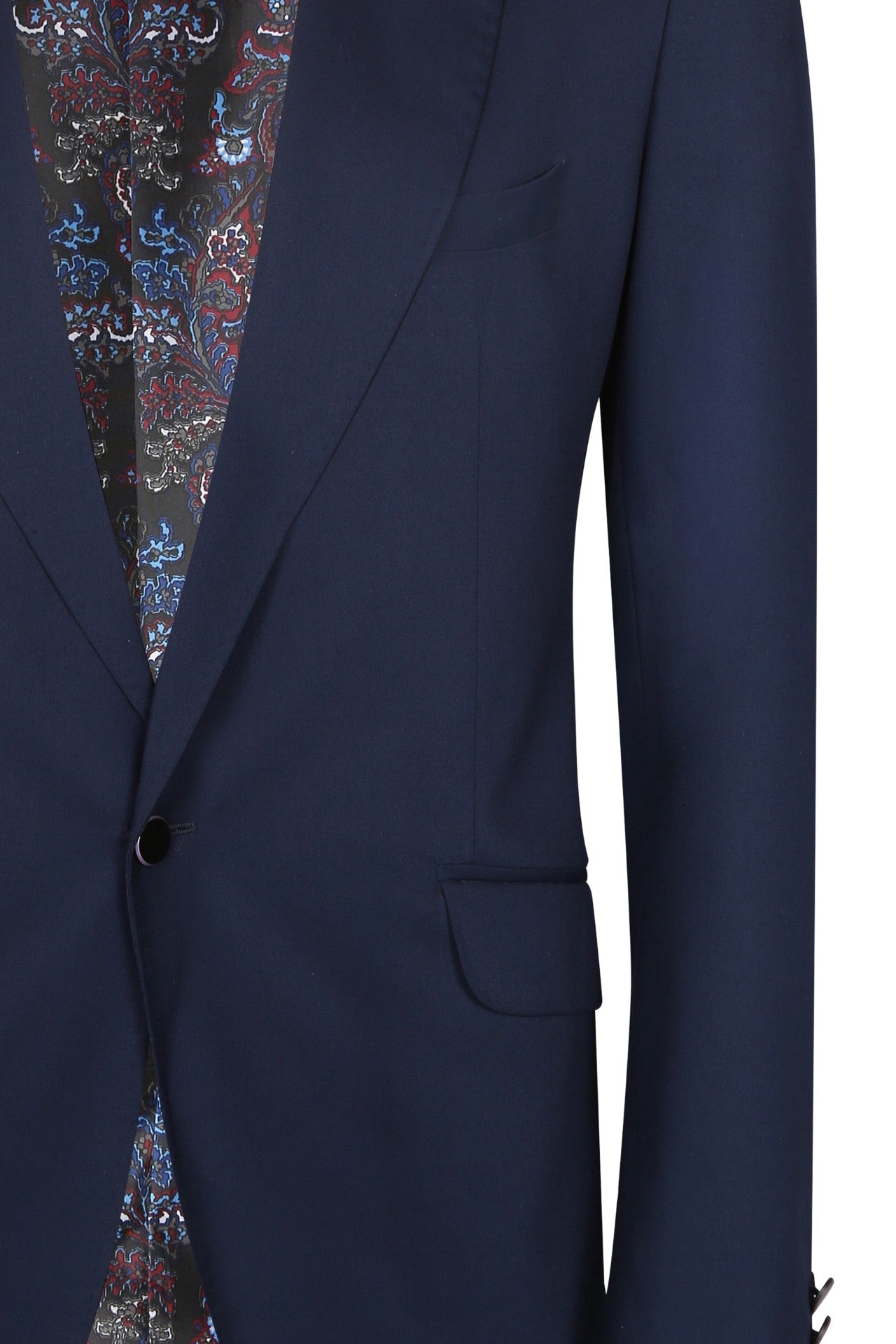 Deep blue terry wool wing collar suit