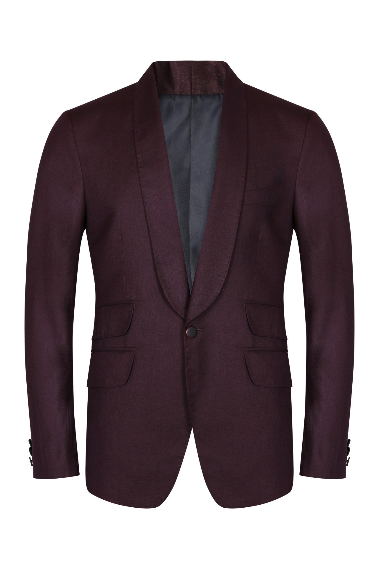 Wine color terry wool shawl collar suit